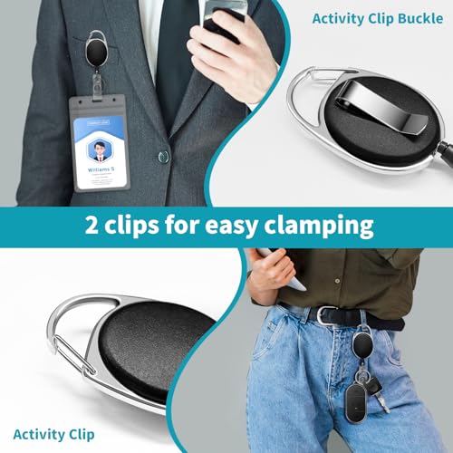 Vetoo 100 Pack Retractable Black Badge Reel with Clip, Carabiner, and Key Ring ? Coil Nylon Rope Badge Reel Keychain for School, Nurses, and Office Use