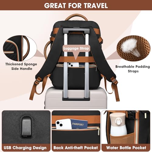 Large Carry On Travel Backpack: Flight Approved 40L Waterproof Personal Item Daypack for Women Weekender Bag fit 17inch Laptop Luggage Backpack Traveling Business with USB Port and 3 Packing Cubes