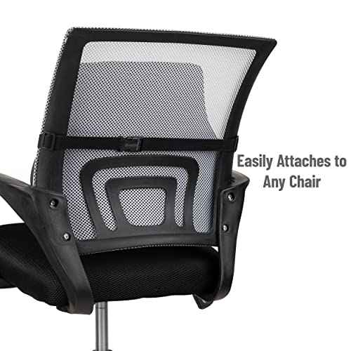 Mind Reader Lumbar Support Cushion for Office Chair and Car Seat, Memory Foam and Cooling Gel Core, Air-Cloud Technology, 15.5" L x 3.75" W x 14.25" H, Black