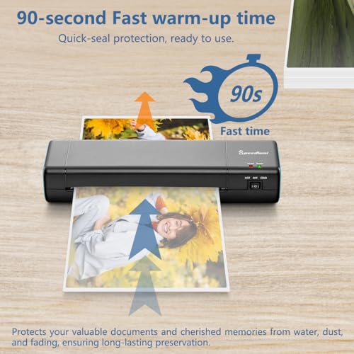 90 Seconds Fast preheat,SpeedLami 4 in 1 Laminator Machine,Home laminator,A4 Laminating Machine Hot & Cold with Paper Trimmer & Corner Rounder,9 Inch Thermal Laminator Machine for Home Office