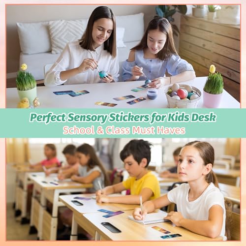 TOEMUR 120 Colorful Anxiety Sensory Stickers with Textured Fidgets & Storage Box - Autism & Stress Relief