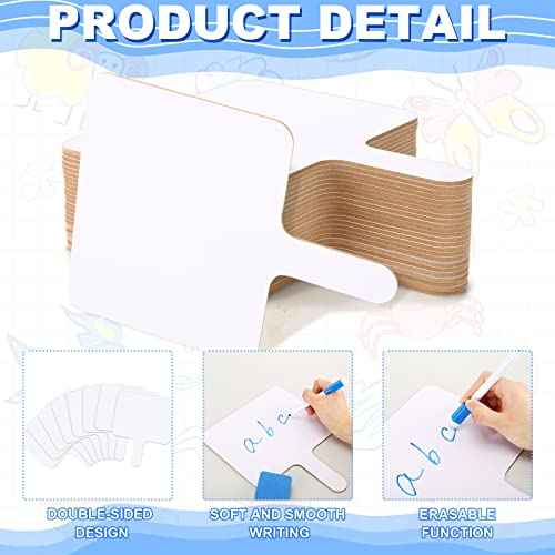 Harloon 72 Pieces Dry Erase Answer Paddle Set 7.8 x 9.8 Handheld 24 Wooden Answer Board Dry Erase Paddles with 24 Markers 24 Magnetic Erasers for Students Teaching Supplies(No Spectrum)