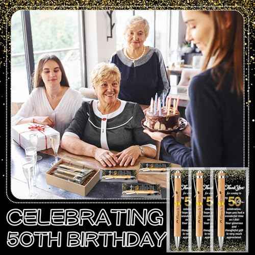 50 Sets 50th Birthday Party Favors for Guests Anniversary Party Favor Include 50 Ballpoint Pens with 50 Thank You Cards 100 Bags and Twist Ties for Anniversary Birthday Wedding Shower