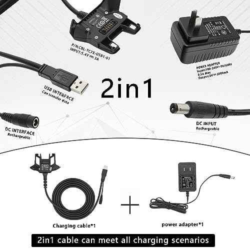USB Charger Cable and Adapter for Zebra Symbol TC70 TC70X TC72 TC75 TC75X TC77,5V/3A Super Fast Charger(CBL-TC7X-SERL1-01),PDA Handheld Barcode Touch Mobile Computer Accessories,Scanner Charger