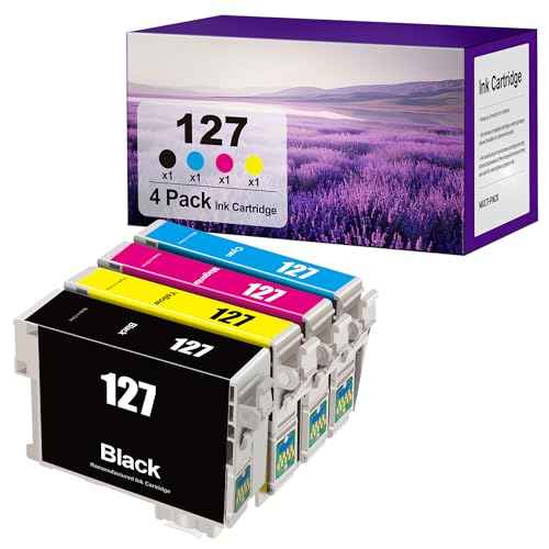 Generic Remanufactured Ink Cartridges Replacement for Epson 127 T 127 T127to use with WF-3520 WF-3530 WF-3540 WF-7010 WF-7510 7520 545 530 625 645 (1 Black, 1 Cyan, 1 Magenta, 1 Yellow) 4Pack, Normal
