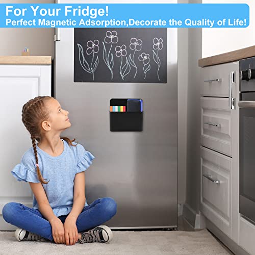 KITANIS Magnetic Pen Holder Black, 2 Pack, Strong Magnet & Adjustable Dividers