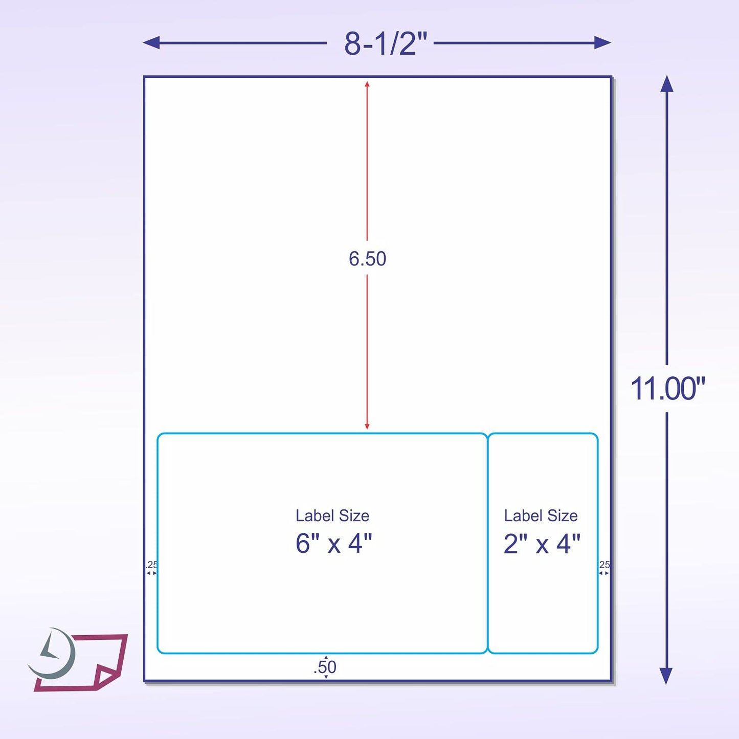 Next Day Labels - Integrated Laser Form with Label Combination (6x4 & 2x4 | on Bottom | Case of 1500)