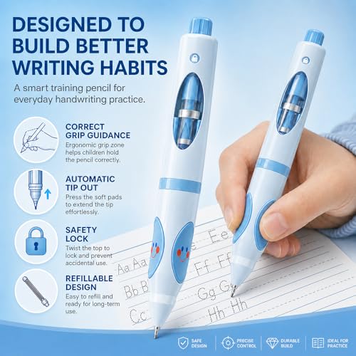 Noelen Gad Write Right Learning Pencil with Posture Correction & Auto Refill - Blue