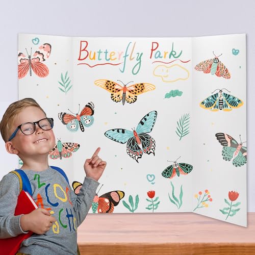 Chell 36" x 48" Large Trifold Poster Board, 2 Pack, White Corrugated Project Boards for Science Fair, School Projects, Event Displays and Business Presentations