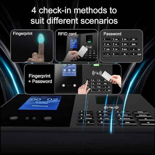 Time Clock-Time Clocks for Employees Small Business-Badges& Fingerprint Attendance Machine, 0 Monthly Fee Office in/Out Punch Clock, with 5 Badges-T200