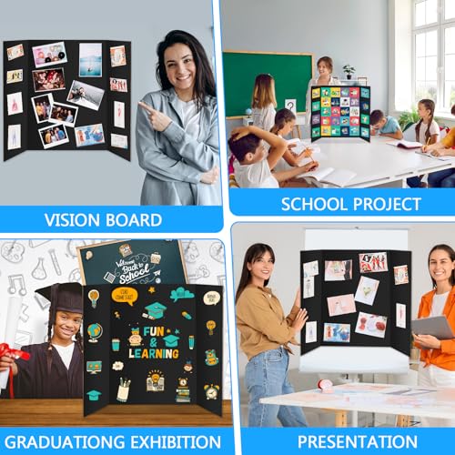 IKAYAS 2 Pack Trifold Black Poster Boards 36x48 Inches for Science & Display Projects