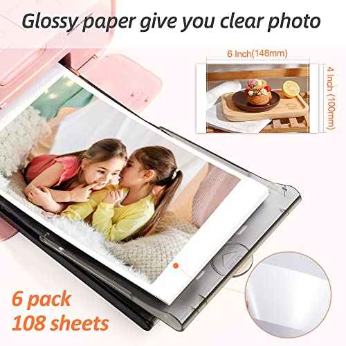 Replace for Canon Selphy CP1200 CP1300 Photo Paper and Ink, KP-108IN for CP1500 CP910 CP900 Photo Printer, 3 Color Ink Toners & 108 (4"x6") Glossy Photo Paper Set
