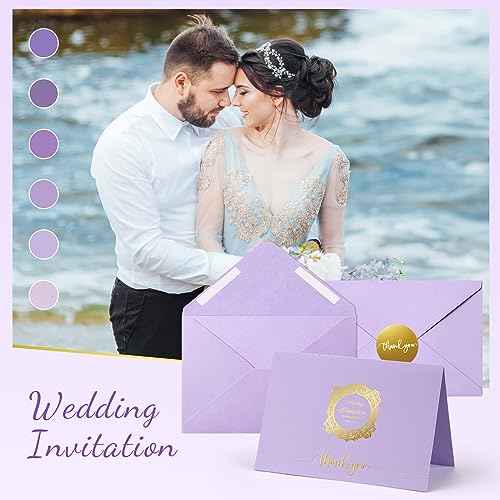 Colarr 360 Pcs Purple Thank You Cards with Envelopes Stickers Bulk 4 x 6 inch Thank You Greeting Card Blank Note Card for Wedding Business Graduation Funeral Bridal Gift(Dusty Purple)