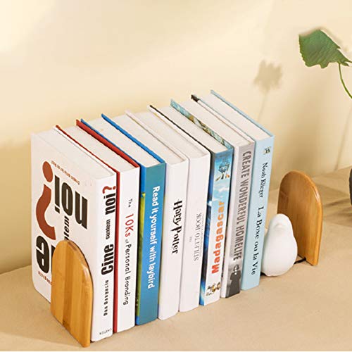 Natural Bamboo Bookends Set of 2 Large Capacity Office & Home Book Holders