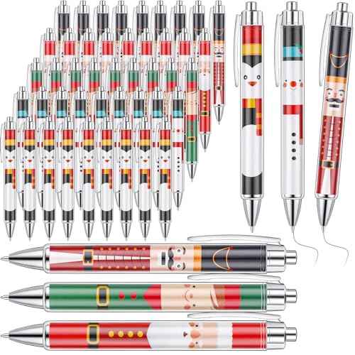 Tenceur 100 Pcs Christmas Pens Christmas Novelty Pens Bulk Xmas Ballpoint Pen Rollerball Pen Xmas Gift for School Office Home Supplies(Cute Colors,Cartoon Figure)