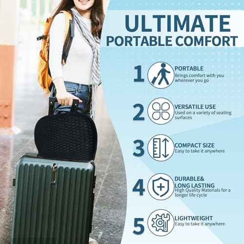 Portable 3D Breathable Seat Cushion ? Foldable, Soft & Lightweight for Airplane Travel Stadium Cushion