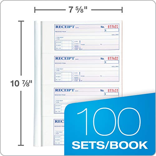 Adams 7-5/8 x 10-7/8" Money & Rent Receipt Books, 3-Part Carbonless, 100 Sets/Book, 5 Books/Pack