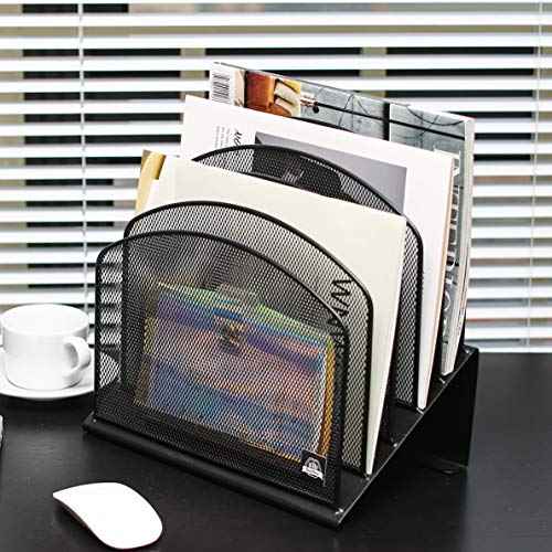 2 Pack Inclined Desk File Organizer, 5 Slot Desktop File Folder Holder Document Holder Sorter Organization and Accessories for Office School Classroom