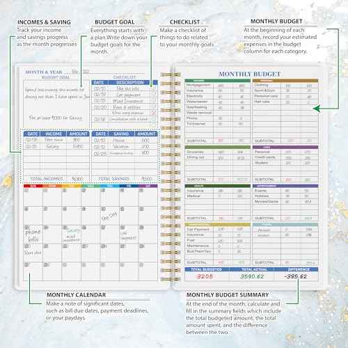 Budget Planner - Monthly Finance Organizer with Expense Tracker Notebook to Manage Your Money Effectively, Undated Finance Planner/Account Book, Start Anytimem,A5(8.6x5.9 inchs),100gsm Paper - Water