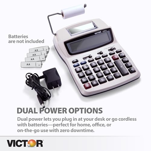 Victor 12-Digit Compact Printing Calculator White 1.5"x6"x7.5"