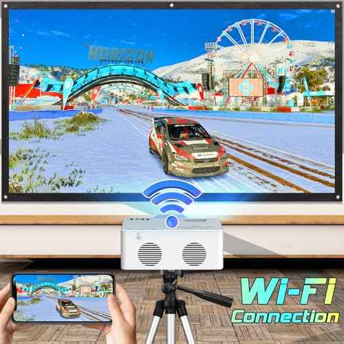 Mini WiFi Projector with Bluetooth, 1080P HD Portable, Outdoor Movie Projector for Smartphone, Compatible with iOS/Android/PC/TV Stick/PS5/HDMI/USB/TF