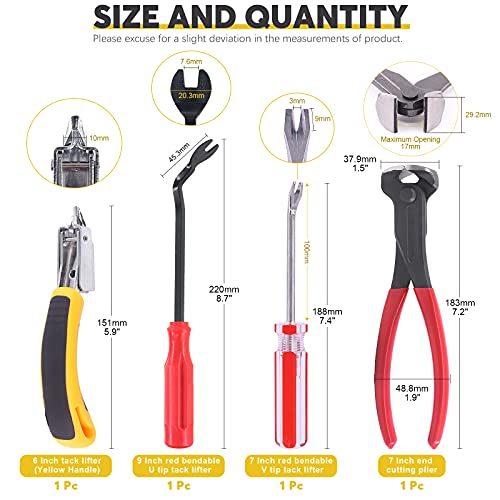 Mardatt 4-Piece Nail Puller & Staple Remover Tool Set, 7" End Cutting Pliers