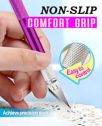 Purple DIYSELF Craft Hobby Knife Set with 10 Extra #11 Blades & 6-Inch Ruler