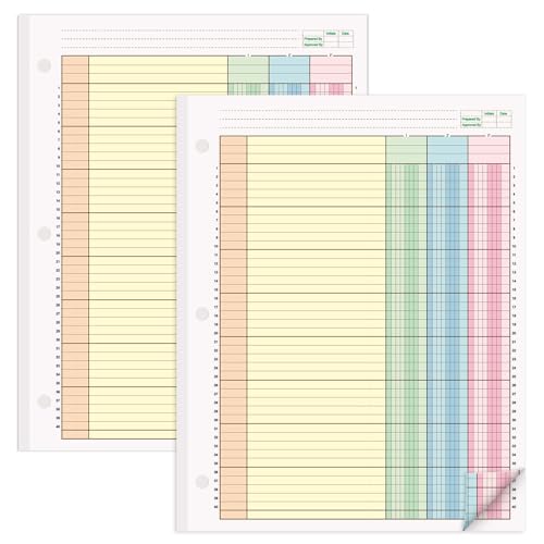 gisgfim 2 Packs 100 Sheets Columnar Analysis Pad 3-Column Colorful, 8.5 x 11, 3-Hole Punch Ledger