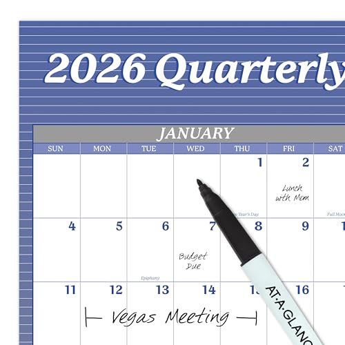 AT-A-GLANCE 2026 Wall Calendar, Dry Erase Wall Planner, Monthly, 48" x 32", Extra Large, Vertical/Horizontal, Reversible, 12-Month, Blue (A1152-26)