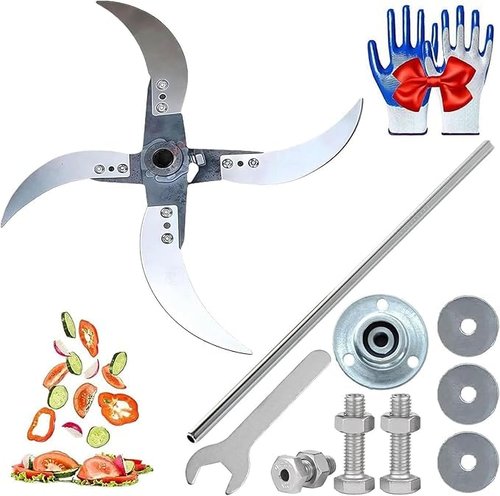 Household Farming Grass Shredder Knife Blades,Adjustable Diameter Vegetable Shredder Set with 12 Mounting Holes,Easy to Use Home Grass Cutter,Improved Chopping Efficiency for Grass and Vegetables (C)