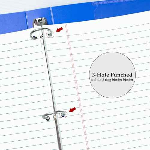 HAUTOCO 2 Pack 8.5 x 11 Legal Pads White Wide Ruled Notepads Perforated Writing Pads, 30 Sheets Per Notepad, 3-Hole Punched Paper, Writing Note Pads for School, Home, Office, Business