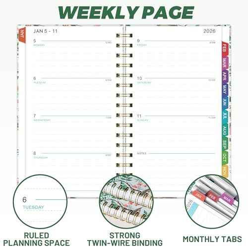 2026 Pocket Calendar - 2026 Pocket Planner for Purse, Jan. 2026 - Dec. 2026 Planner Weekly and Monthly, 4.1'' ¡¿ 6.8'', 12 Months Tabs, Strong Twin-wire Binding, Floral Cover