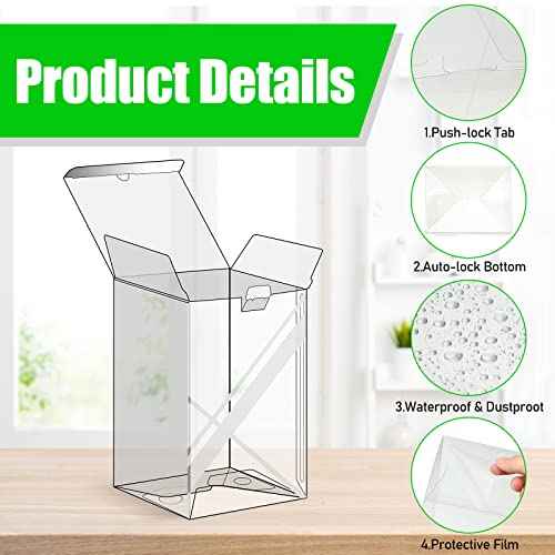 Hoteam 48 Pack Protectors Case Compatible with 4 Inch Vinyl Figures Crystal Clear Protectors Plastic Heavy Duty Display Box Foldable Case with Protective Film Locking Tab (48 Pieces)