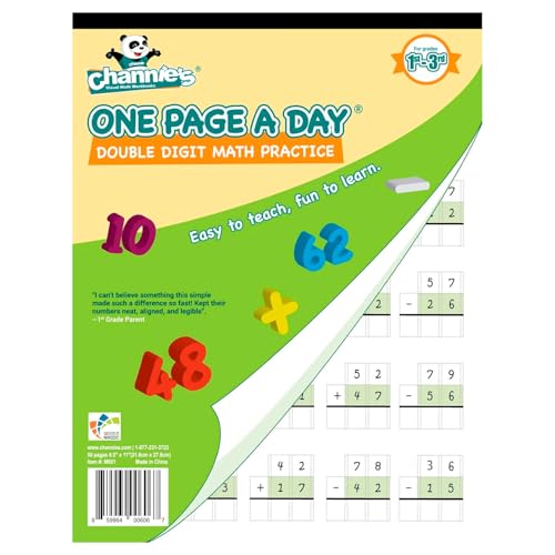Channie's Double Digit Math Workbook for 1st-3rd Grade - Daily Repetition Practice