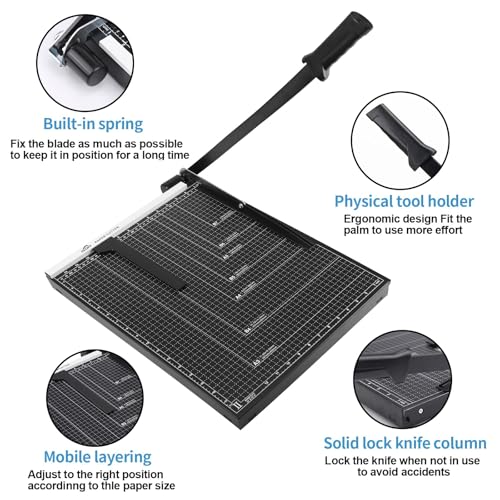 ISDIR Guillotine Paper Cutter 18" with Integrated Pressure Bar ? Heavy Duty Metal Base, 12-Sheet Capacity, Magnetic Guide & Safety Guard ? Precision Trimmer for Cardstock, Crafts, DIY, Photos & Office