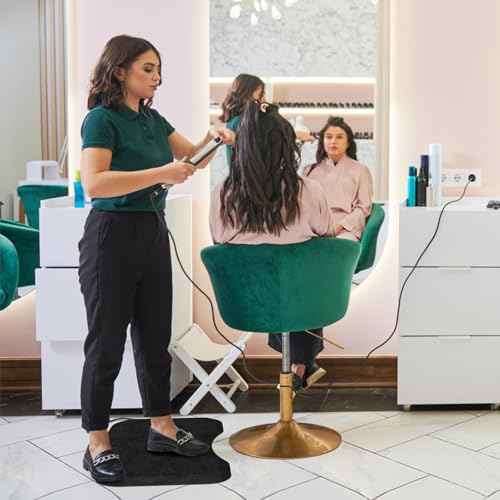 Anti Fatigue Salon Mat for Hair Stylist Anti-Slip Antique Series Salon & Barber Shop Chair Floor Mat (17''x28'' x 5/8'',Black)