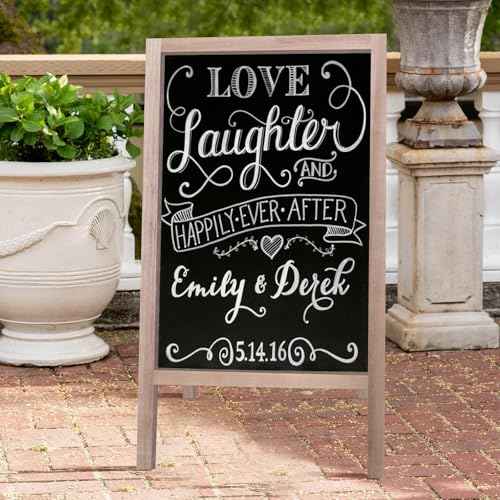 TEAKMAMA Extra Large Wooden 40x22 Chalkboard, Double-Sided Sidewalk A Frame Chalkboard Sign, Sturdy Sandwich Board for Restaurant, Business or Wedding, Grey