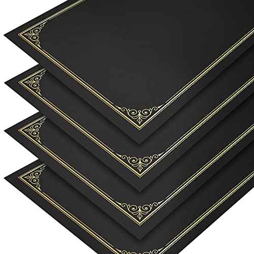SUNEE Certificate Holders(Black, 60 Packs, New Pattern), Diploma Covers Gold Foil Border, for Letter Size 8.5x11 Certificates, Cardstock, Document Papers