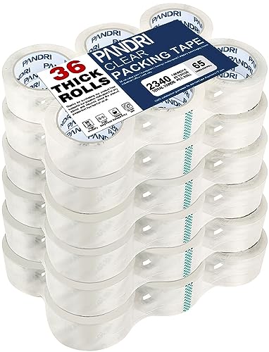 PANDRI 36 Rolls Heavy Duty Packing Tape 1.88" x 65yd Clear Shipping & Sealing