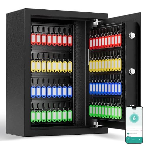XDeer 172-Key Wall Mount Key Lock Box with Code & WiFi (172 Keys) – Backlit, Bluetooth App Control