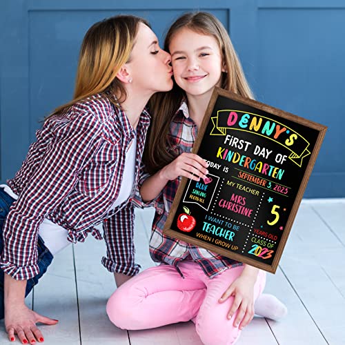 First & Last Day of School Sign Board for Kids - 11x14 Inch Reusable Chalkboard for Preschool & Kindergarten