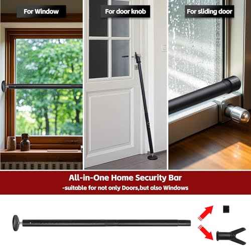 2 Pack Door Security Bar ? Anti-Slip 600LB Heavy Duty Jammer Stick, Adjustable 24.5-50.7'',Portable Travel Safety Lock Blocker for Home, Apartment, Hotel, Front & Sliding Doors