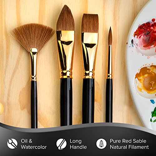 Silver Brush Limited 7110-10 Renaissance Cats Tongue Paintbrush for Oil, Watercolor, Gouache, Inks, Dyes, Fluid, & Flow Acrylic, Size 10, Long Handle