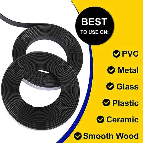DIYMAG Magnetic Tape, 10 Feet x 1/2 Inch 1 Roll Strong Magnetic Strip with Self Adhesive Flexible Magnet Tape Rolls for Lightweight Craft, DIY Projects, Whiteboards and Fridge Organization