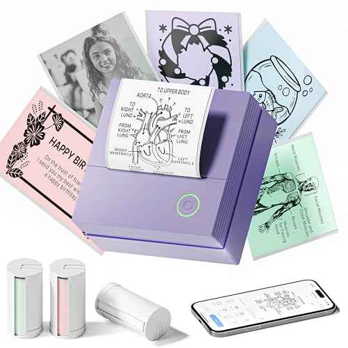 Sticker Printer, Mini Portable Bluetooth Thermal Printer with Multiple Templates & App Support, Inkless Print Pod for Study Notes, DIY Labels, Home School Office Usee (Violet)