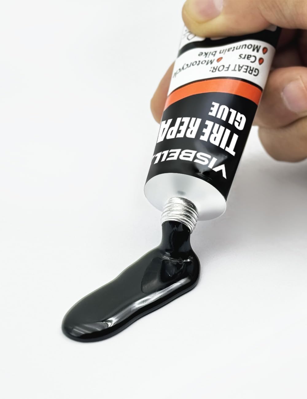 Visbella Tire Repair Glue - Black Rubber Cement for Sidewall Scratch Repair | 1.76oz Fix a Flat Solution