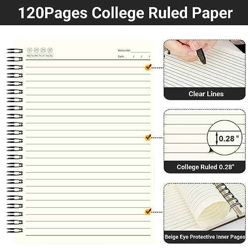 EUSOAR Spiral Notebook College Rule, A5 24 Packs 5.5"X8.3" 120 Pages Lined Travel Writing Notebooks Journal, Memo Notepad Sketchbook, Students College Office Business Diary Book Journal-3 Colors