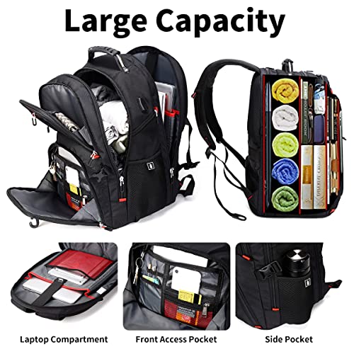 Extra Large Travel Laptop Backpack for Men - SHRRADOO Black 50L Capacity