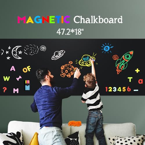 Magnetic Chalkboard Contact Paper for Walls - 47.2'' x 18'' Durable Magnetic Wall Decal