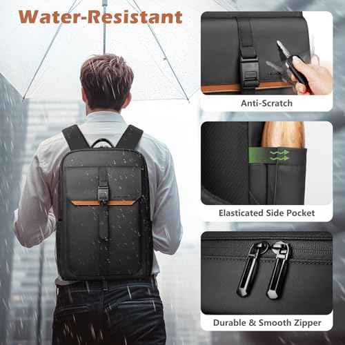 hk Slim Laptop Backpack for Men Women, Lightweight Business Backpacks 15.6 Inch Water-resistant Computer Bag for College Work Daily
